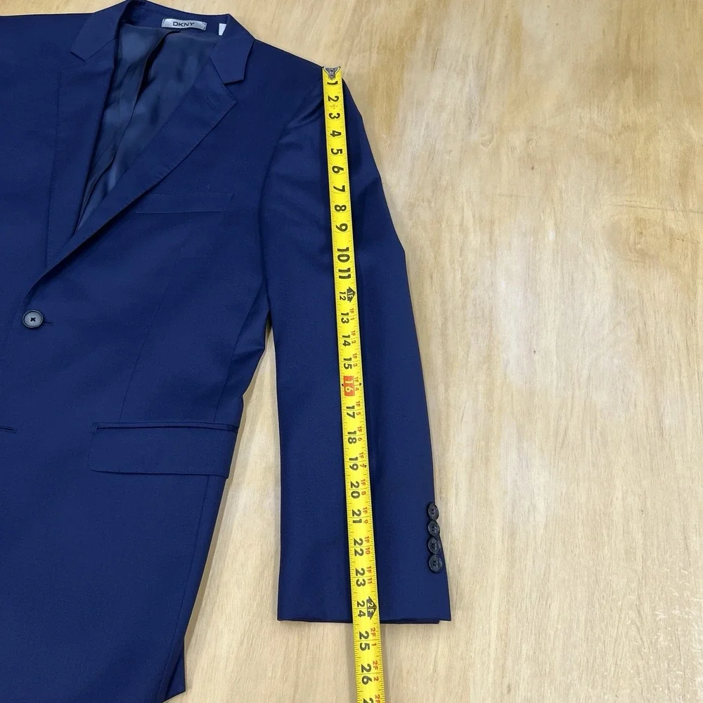 DKNY Blazer Jacket Sport Coat Mens 40R Slim‎ Fit Wool Navy